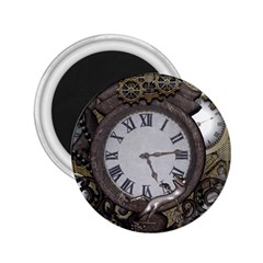 Steampunk, Awesome Clocks With Gears, Can You See The Cute Gescko 2 25  Magnets