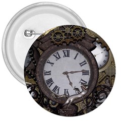 Steampunk, Awesome Clocks With Gears, Can You See The Cute Gescko 3  Buttons