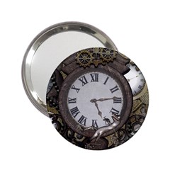 Steampunk, Awesome Clocks With Gears, Can You See The Cute Gescko 2 25  Handbag Mirrors