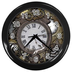 Steampunk, Awesome Clocks With Gears, Can You See The Cute Gescko Wall Clocks (black)