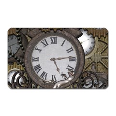 Steampunk, Awesome Clocks With Gears, Can You See The Cute Gescko Magnet (rectangular)