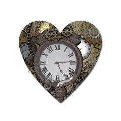 Steampunk, Awesome Clocks With Gears, Can You See The Cute Gescko Heart Magnet