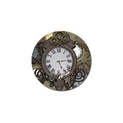 Steampunk, Awesome Clocks With Gears, Can You See The Cute Gescko Golf Ball Marker by FantasyWorld7