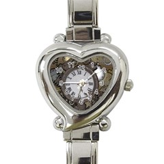 Steampunk, Awesome Clocks With Gears, Can You See The Cute Gescko Heart Italian Charm Watch