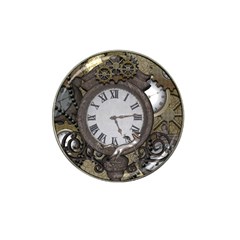 Steampunk, Awesome Clocks With Gears, Can You See The Cute Gescko Hat Clip Ball Marker (4 Pack)