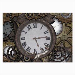 Steampunk, Awesome Clocks With Gears, Can You See The Cute Gescko Large Glasses Cloth by FantasyWorld7