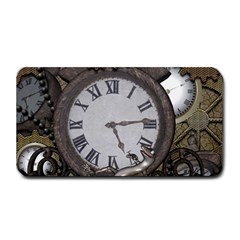 Steampunk, Awesome Clocks With Gears, Can You See The Cute Gescko Medium Bar Mats