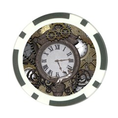 Steampunk, Awesome Clocks With Gears, Can You See The Cute Gescko Poker Chip Card Guards