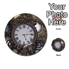 Steampunk, Awesome Clocks With Gears, Can You See The Cute Gescko Multi-purpose Cards (round) 