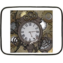 Steampunk, Awesome Clocks With Gears, Can You See The Cute Gescko Fleece Blanket (mini)