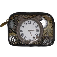 Steampunk, Awesome Clocks With Gears, Can You See The Cute Gescko Digital Camera Cases by FantasyWorld7