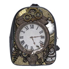 Steampunk, Awesome Clocks With Gears, Can You See The Cute Gescko School Bags(large)  by FantasyWorld7