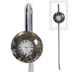 Steampunk, Awesome Clocks With Gears, Can You See The Cute Gescko Book Mark