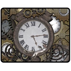 Steampunk, Awesome Clocks With Gears, Can You See The Cute Gescko Fleece Blanket (medium) 