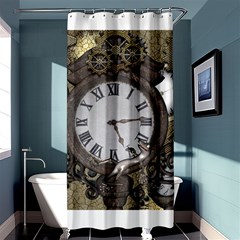 Steampunk, Awesome Clocks With Gears, Can You See The Cute Gescko Shower Curtain 36  X 72  (stall) 