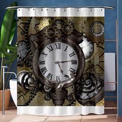 Steampunk, Awesome Clocks With Gears, Can You See The Cute Gescko Shower Curtain 60  X 72  (medium) 