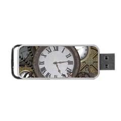 Steampunk, Awesome Clocks With Gears, Can You See The Cute Gescko Portable Usb Flash (two Sides)