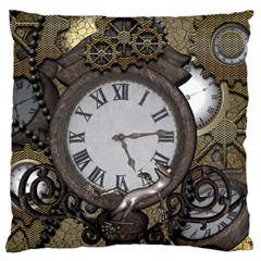 Steampunk, Awesome Clocks With Gears, Can You See The Cute Gescko Standard Flano Cushion Cases (two Sides) 