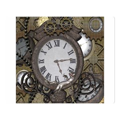 Steampunk, Awesome Clocks With Gears, Can You See The Cute Gescko Double Sided Flano Blanket (large) 