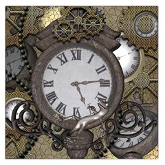 Steampunk, Awesome Clocks With Gears, Can You See The Cute Gescko Large Satin Scarf (square)