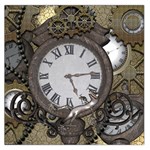 Steampunk, Awesome Clocks With Gears, Can You See The Cute Gescko Large Satin Scarf (Square) Front