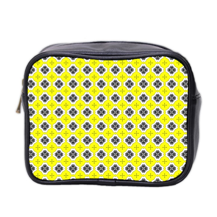 Yellow Pattern Mini Travel Toiletry Bag (Two Sides)