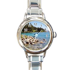 Nevada Lake Tahoe  Round Italian Charm Watches by TwoFriendsGallery