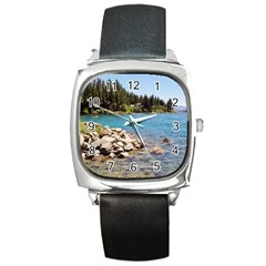 Nevada Lake Tahoe  Square Metal Watches by TwoFriendsGallery