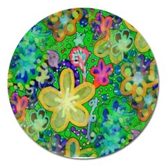 Beautiful Flower Power Batik Magnet 5  (round) by rokinronda