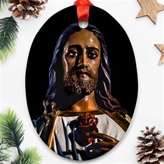 Jesus Christ Sculpture Photo Ornament (oval)  by dflcprints