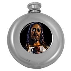 Jesus Christ Sculpture Photo Round Hip Flask (5 Oz) by dflcprints