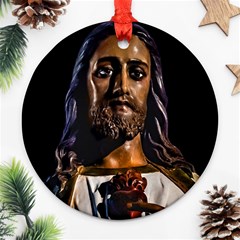 Jesus Christ Sculpture Photo Round Ornament (two Sides)  by dflcprints