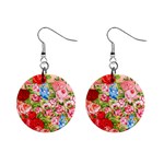 Pretty Sparkly Roses Mini Button Earrings Front