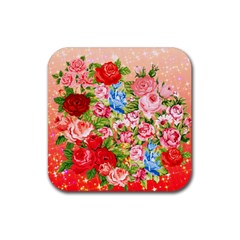 Pretty Sparkly Roses Rubber Coaster (Square) 