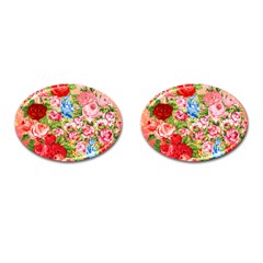 Pretty Sparkly Roses Cufflinks (Oval)