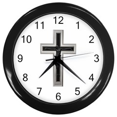 Christian Cross Wall Clock (black)