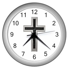 Christian Cross Wall Clock (silver) by igorsin