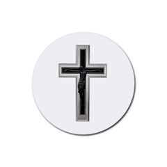 Christian Cross Rubber Coaster (round)