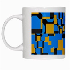 Blue Yellow Shapes White Mug by LalyLauraFLM