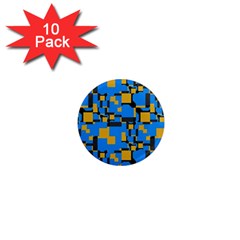 Blue Yellow Shapes 1  Mini Magnet (10 Pack) 