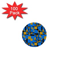 Blue Yellow Shapes 1  Mini Button (100 Pack) 