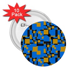 Blue Yellow Shapes 2 25  Button (10 Pack)