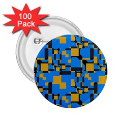 Blue Yellow Shapes 2 25  Button (100 Pack)