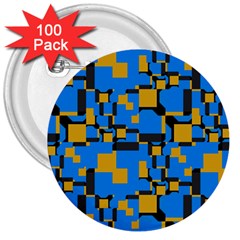 Blue Yellow Shapes 3  Button (100 Pack)