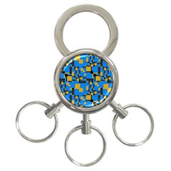 Blue Yellow Shapes 3-ring Key Chain by LalyLauraFLM