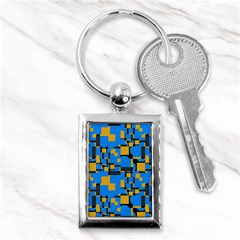 Blue Yellow Shapes Key Chain (rectangle) by LalyLauraFLM