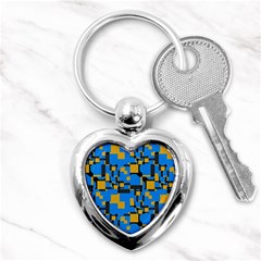 Blue Yellow Shapes Key Chain (heart)