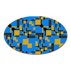 Blue Yellow Shapes Magnet (oval) by LalyLauraFLM