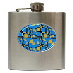 Blue Yellow Shapes Hip Flask (6 Oz)