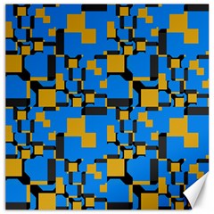 Blue Yellow Shapes Canvas 12  X 12  by LalyLauraFLM